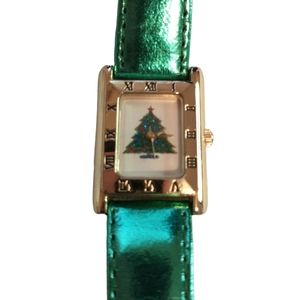 Christmas tree watch. Green band